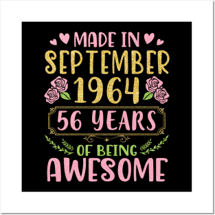 Made In September 1964 Happy Birthday 56 Years Of Being Awesome To Me You Nana Mom Daughter Posters and Art